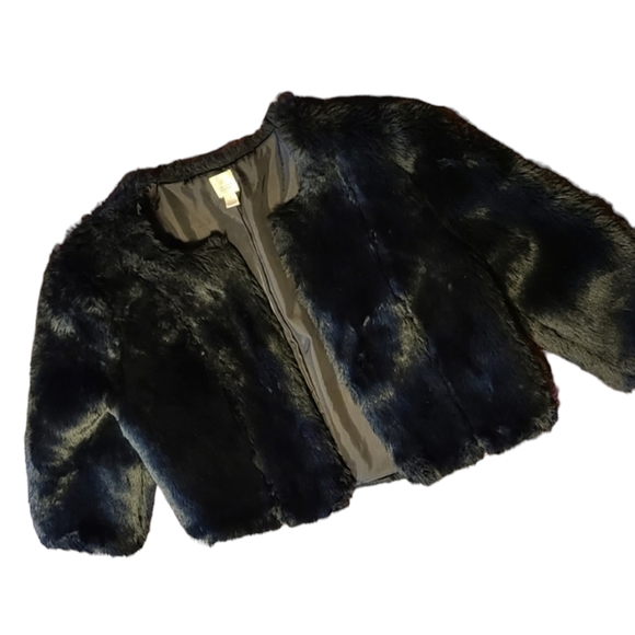 Lauren Conrad Black Faux Fur Cropped Jacket size Small - Picture 4 of 5